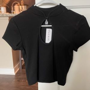 Me To We essentials Black teardrop cutout crop top!